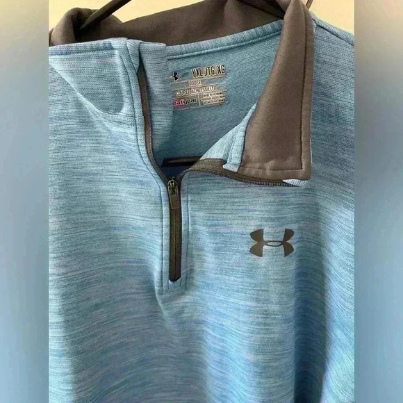Blue long sleeve under armor heat gear quarter zip sweat shirt - Picture 4 of 8